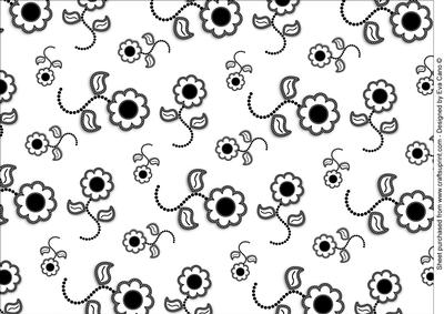 Black and White Flowers Backing Paper White