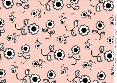 Black and White Flowers Backing Paper Pink