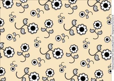 Black and White Flowers Backing Paper Cream