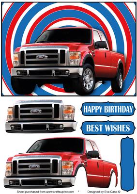 Red Pick-up Decoupage