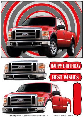 Red Pick-up Decoupage 2