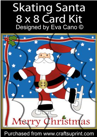 Skating Santa 8x8 Card Kit