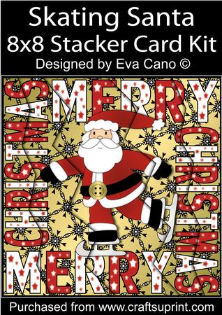 Skating Santa 8x8 Stacker Card Kit