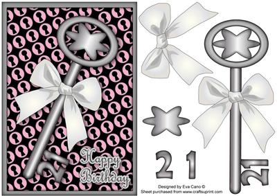 21st Birthday Key Decoupage