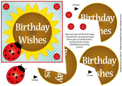 Flower and Ladybird Birthday Topper