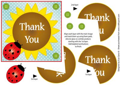 Flower and Ladybird Thank You Topper