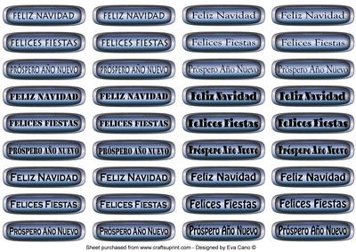 Spanish Christmas - New Year Tags (metallic Blue)