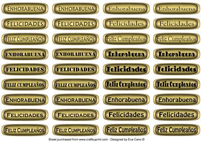 Spanish Greeting Tags (castellano) Gold