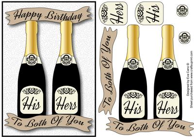 Birthday Couple Decoupage in Black