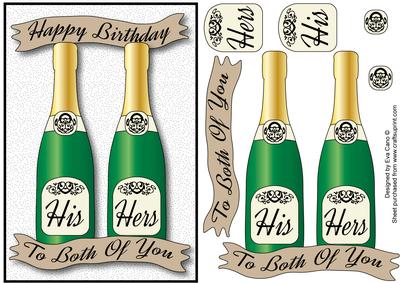 Birthday Couple Decoupage in Green