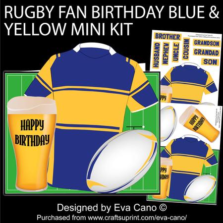Rugby Fan Birthday Blue and Yellow Mini Kit