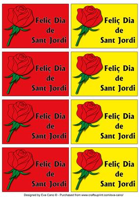 Sant Jordi Tags Red Yellow