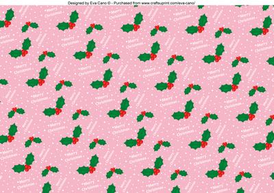 Merry Christmas with Holly Background 4
