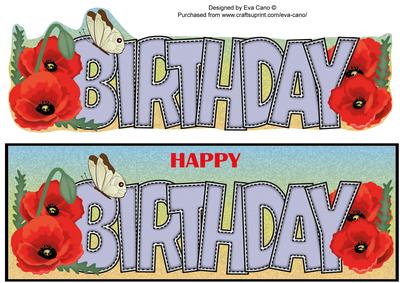 Poppies & Butterfly Birthday Large Dl