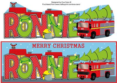 Christmas Fire Engine Ronnie Large Dl