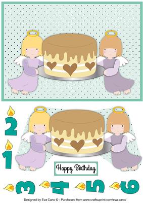 Little Angels with Birthday Cake Quick Decoupage