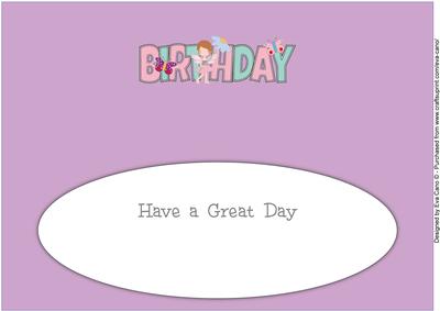 Little Fairy Birthday Large Dl Insert