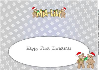 1st Christmas Teddies Mia-lily Large Dl Insert