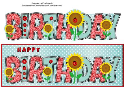 Sunflowers and Ladybirds Birthday Large Dl