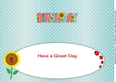 Sunflowers and Ladybirds Birthday Large Dl Insert