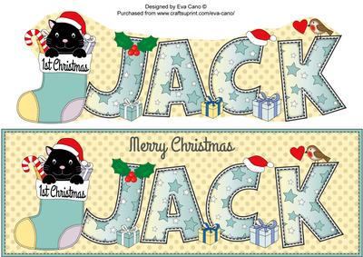 Cat in Stocking 1st Xmas Jack Large Dl