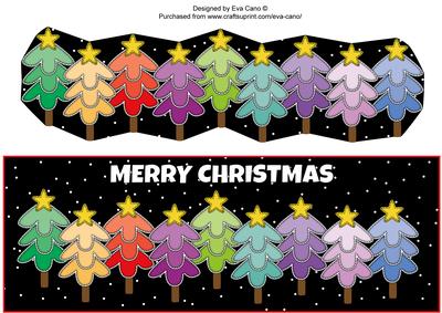 Multicoloured Christmas Trees Large Dl (black)
