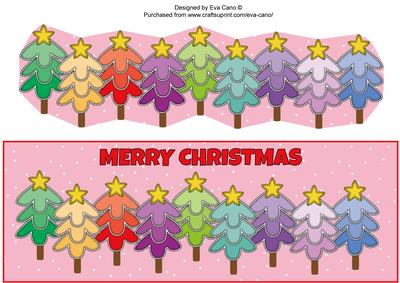 Multicoloured Christmas Trees Large Dl (pink)