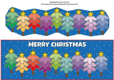 Multicoloured Christmas Trees Large Dl (blue)