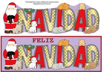 Christmas Cats with Santa Navidad Large Dl