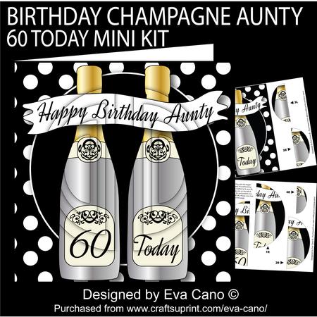 Birthday Champagne Aunty 60 Today Mini Kit