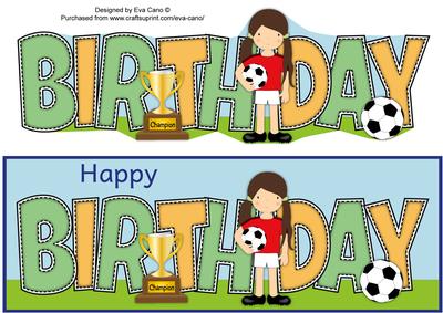 Girl Footballer in Red Birthday Large Dl