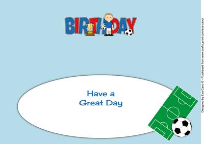 Footballer in Blue Birthday Large Dl Insert