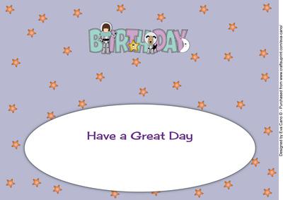 Space Girl and Dog Birthday Large Dl Insert
