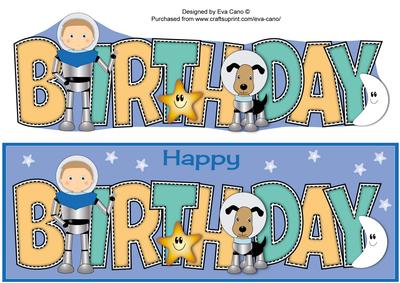 Space Boy and Dog Birthday Large Dl