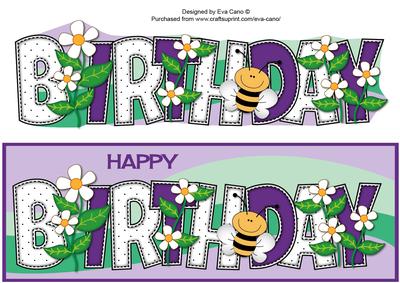 Flowers and Bees Birthday Large Dl 2