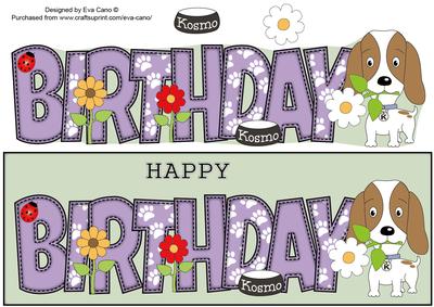 Kosmo the Dog Flowers Birthday Large Dl