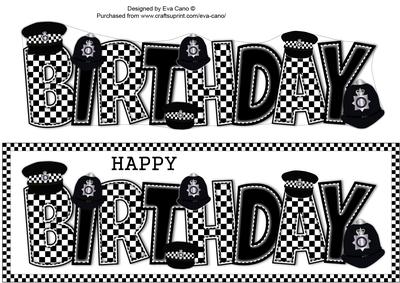 Police Hats Birthday Large Dl