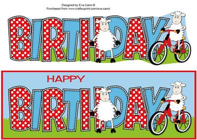 Cyclist Sheep Birthday Large Dl
