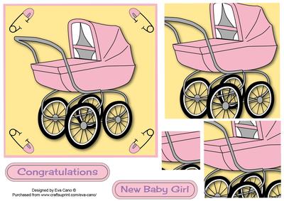 New Baby Pram in Pink and Yellow