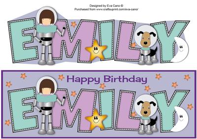 Space Girl and Dog Emily Large Dl