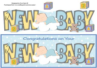 Baby Boy on Cloud New Baby Large Dl