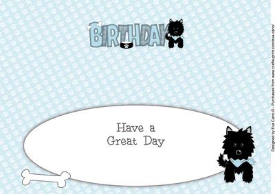 Black Jazz Dog with Bandana Birthday Large Dl Insert