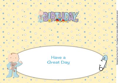 Cute Baby Boy with Teddy Birthday Large Dl Insert
