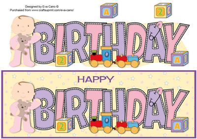 Cute Baby Girl with Teddy Birthday Large Dl