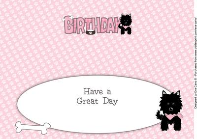 Black Jazz Dog with Bandana Birthday Large Dl Insert