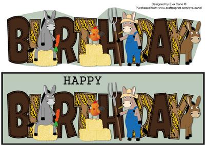 Country Donkeys Birthday Large Dl