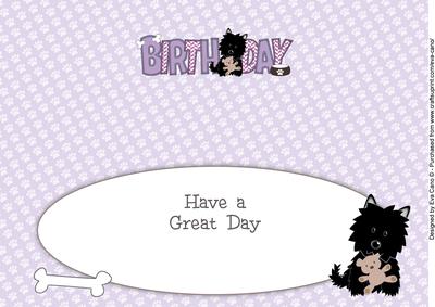 Black Jazz the Dog with Teddy Birthday Large Dl Insert