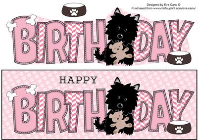 Black Jazz the Dog with Teddy Birthday Large Dl 2
