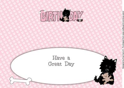 Black Jazz the Dog with Teddy Birthday Large Dl 2 Insert