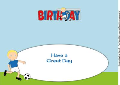Footballer in Blue Birthday Large Dl 2 Insert